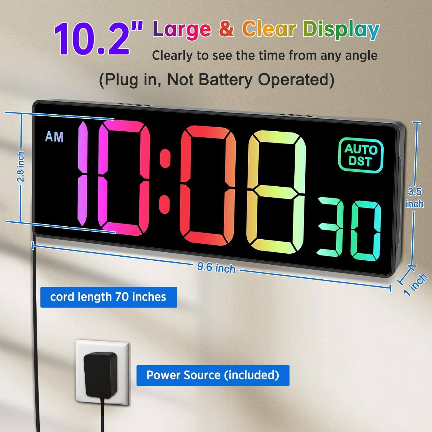 Reloj de Pared Digital Soobest 10.2" RGB con Control Remoto