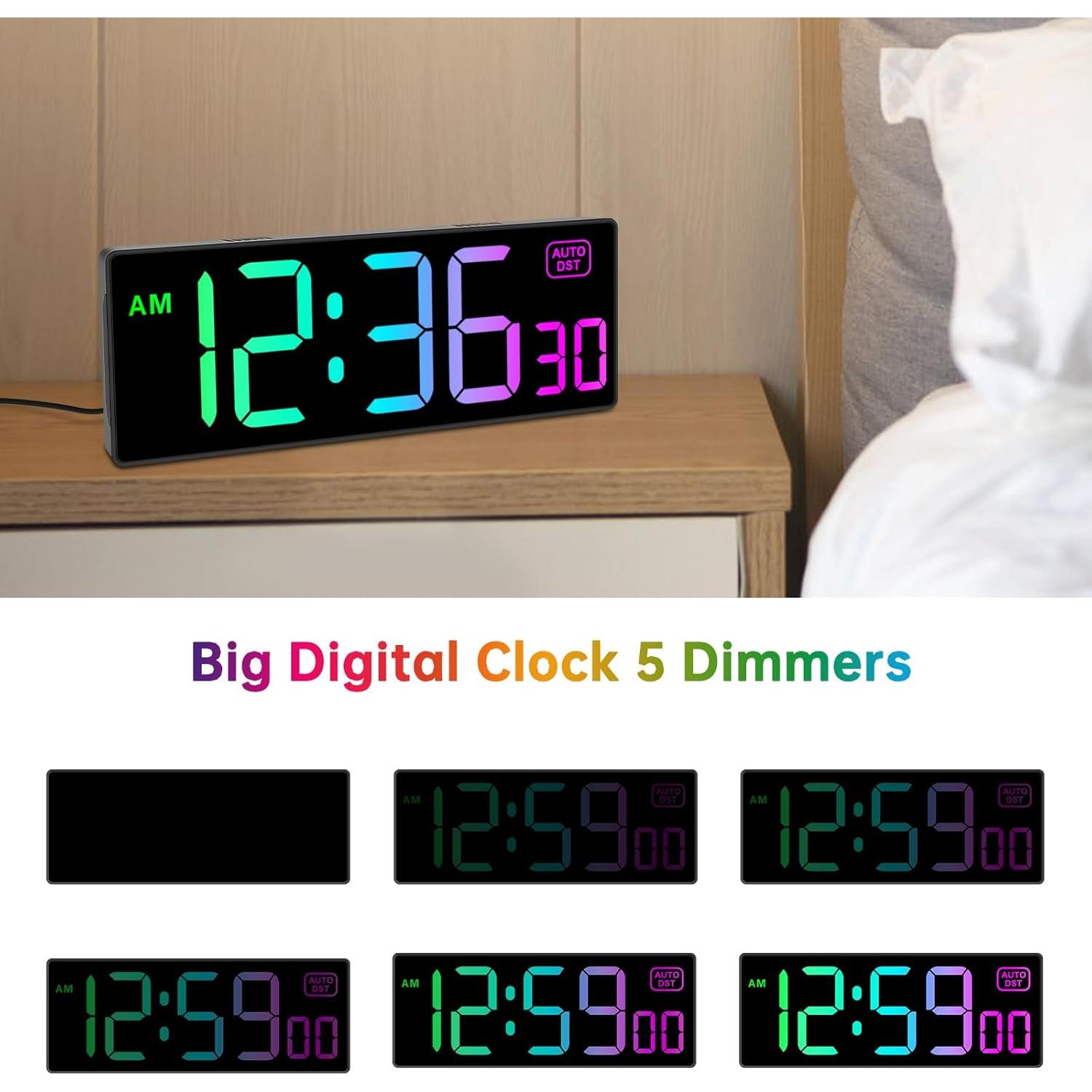 Reloj de Pared Digital Soobest 10.2" RGB con Control Remoto