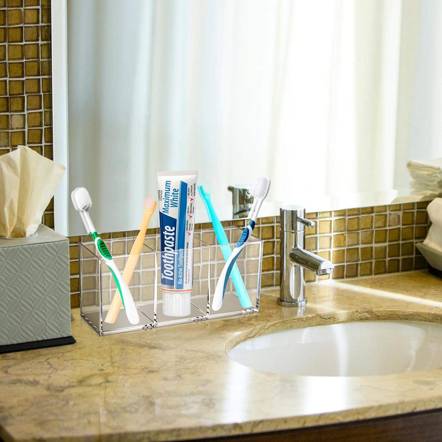 Organizador de Brochas de Maquillaje Tbestmax Transparente 22x9x7cm