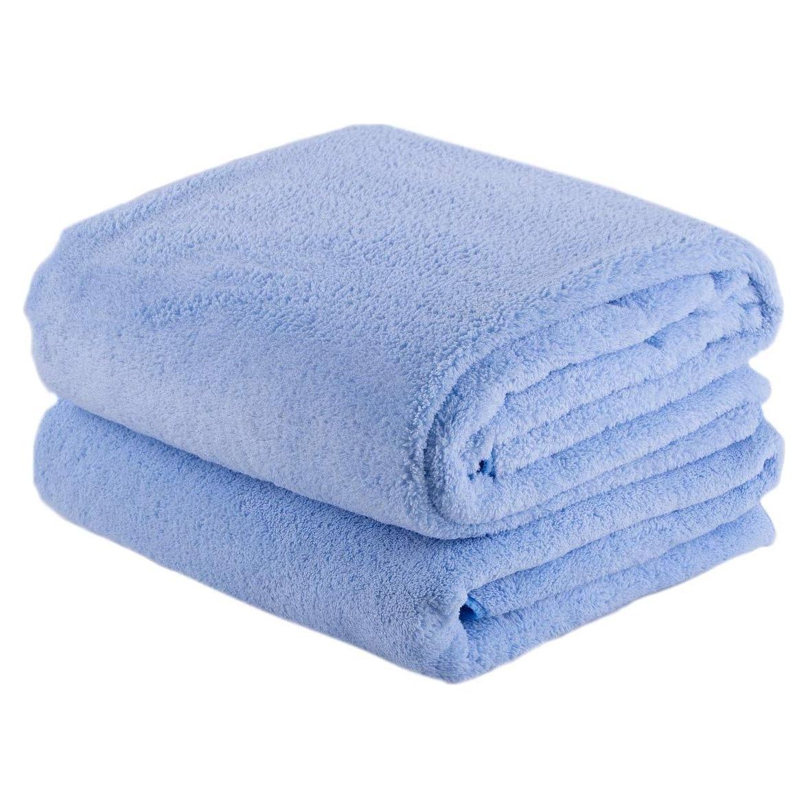 Juego de Toallas de Baño JML Fleece Coral Azul 76x152cm - 2 Unidades