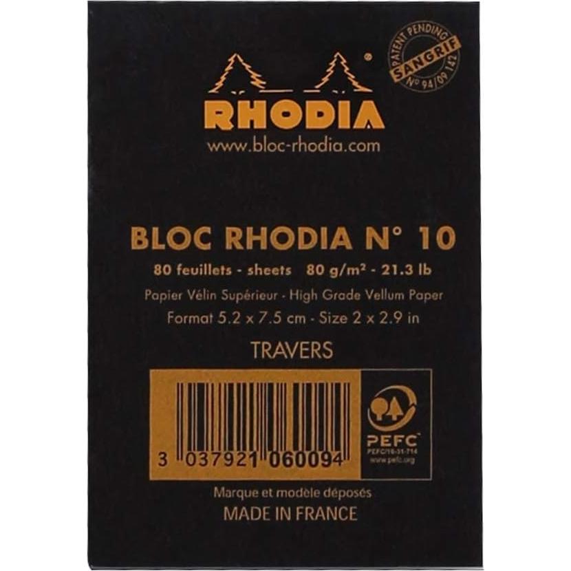 Bloc de Notas Rhodia A8 Rayado Negro 80 Hojas 52x75mm