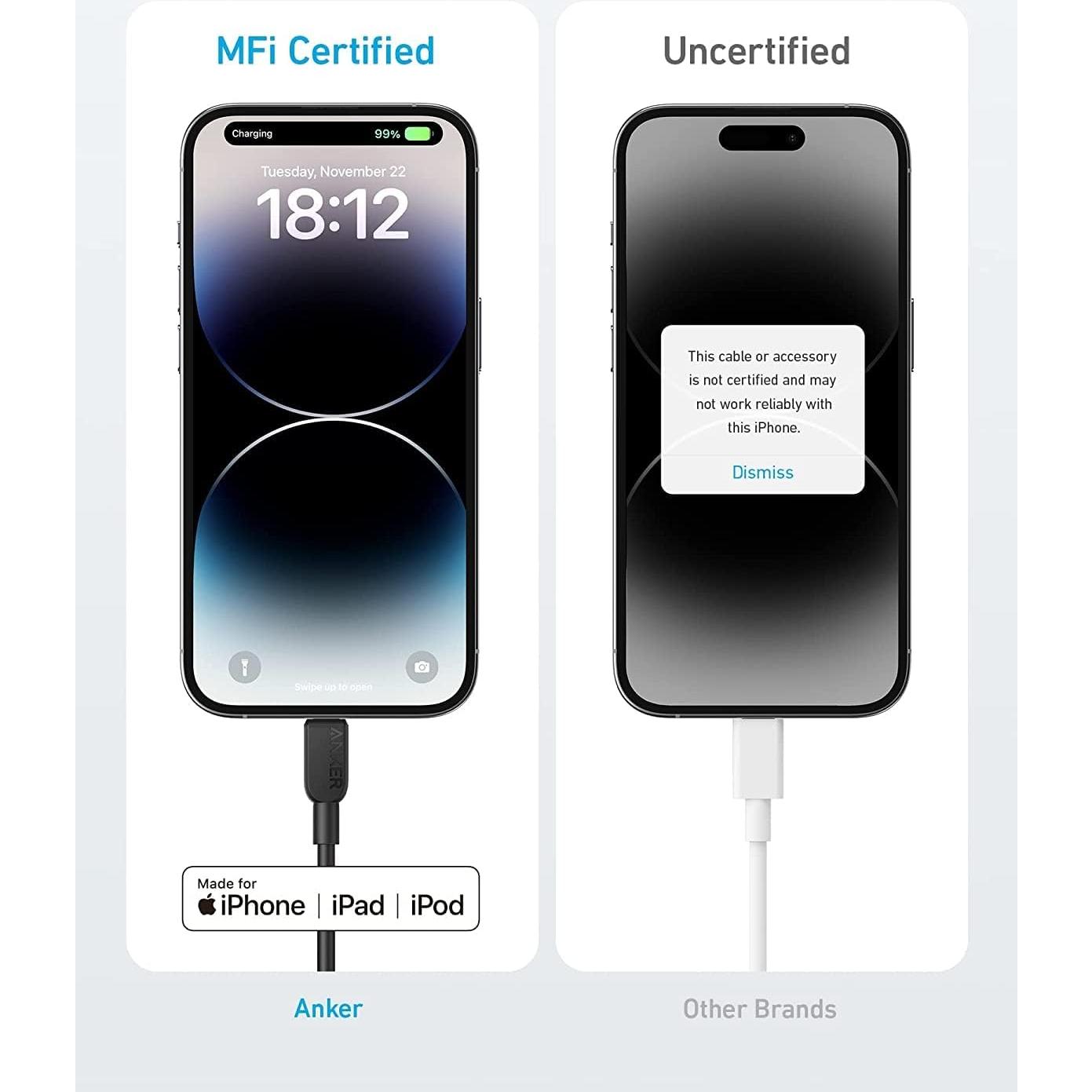 Cable USB-C a Lightning Anker 310 1.83 m - Paquete de 2