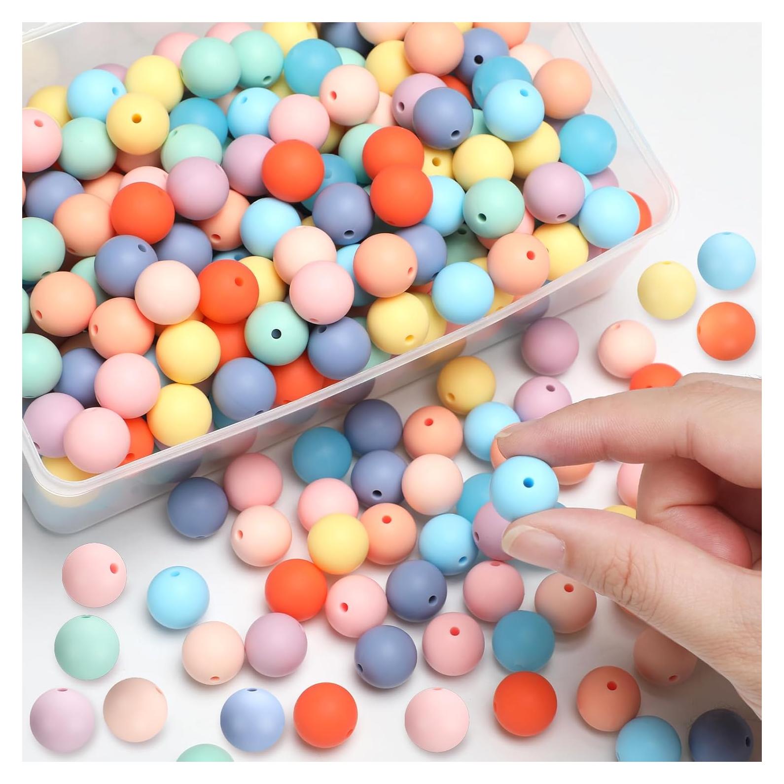 Lyrow 500 Perlas Redondas de Silicona Coloridas 15 mm para Manualidades