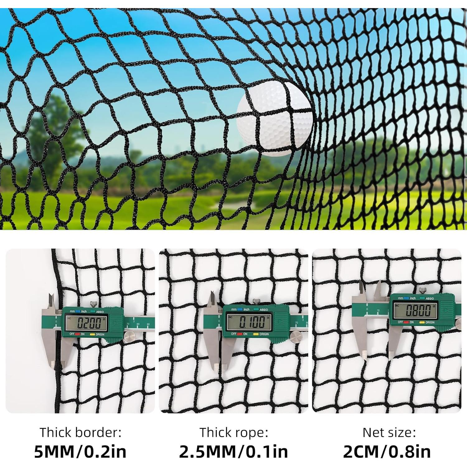 Red de Golf Amazgolf DFX 3x3x3m con Ganchos y Mosquetones