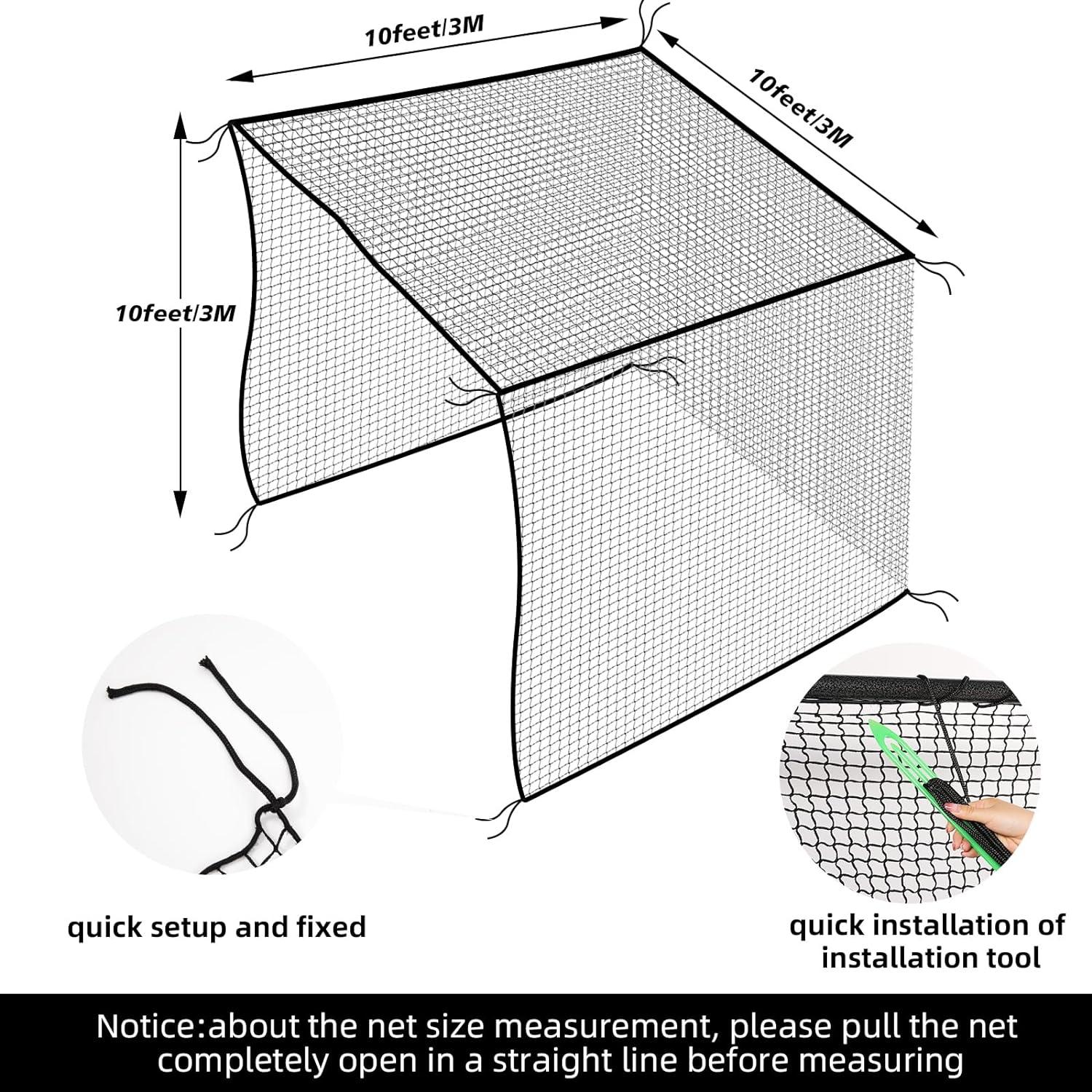 Red de Golf Amazgolf DFX 3x3x3m con Ganchos y Mosquetones