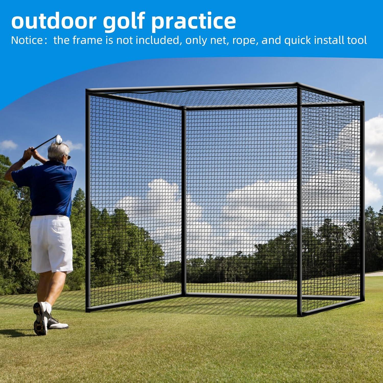 Red de Golf Amazgolf DFX 3x3x3m con Ganchos y Mosquetones