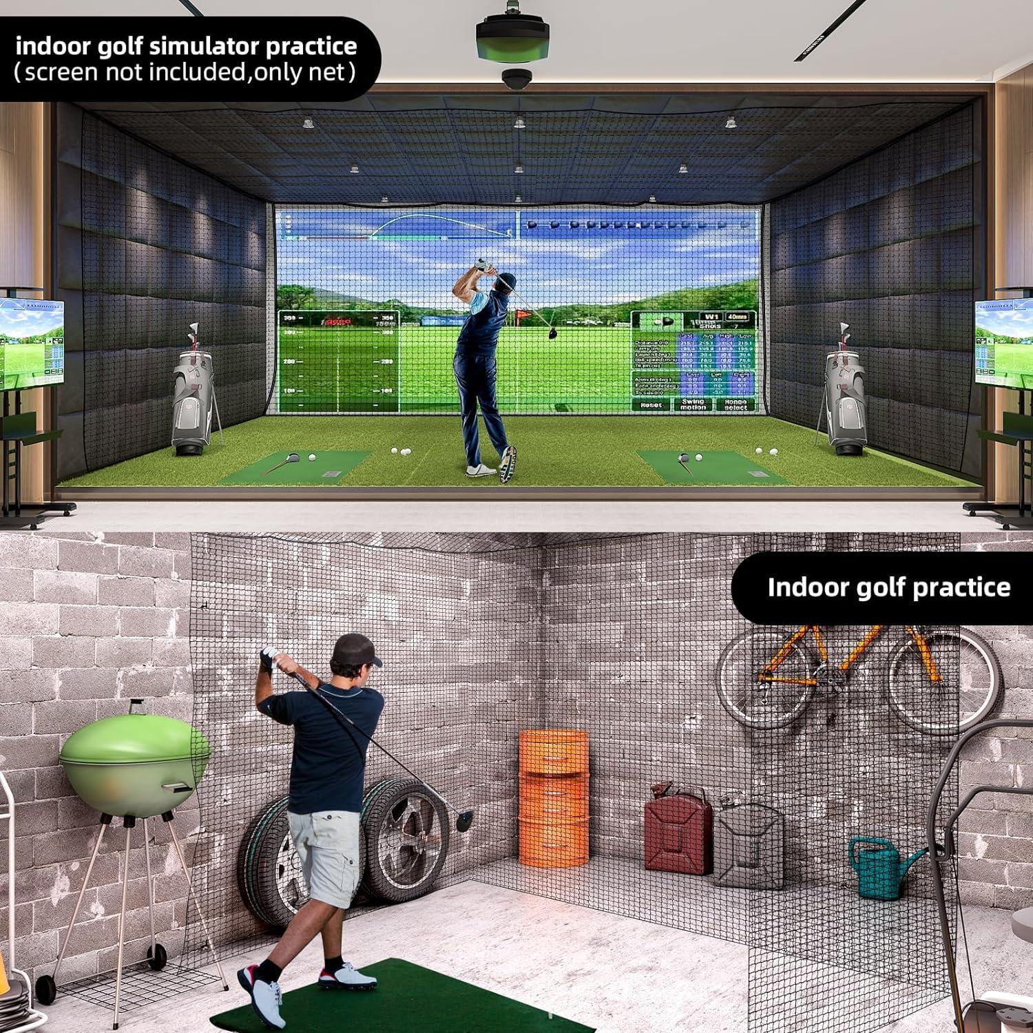 Red de Golf Amazgolf DFX 3x3x3m con Ganchos y Mosquetones