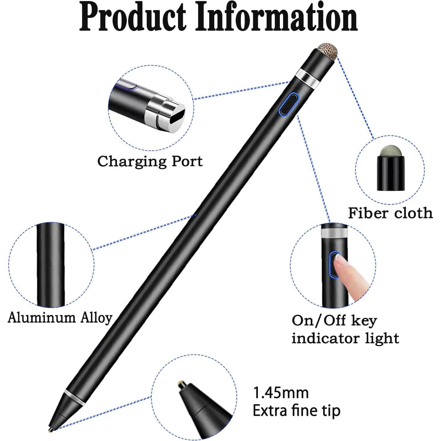 Lápiz Estilográfico Luntak Negro para iPad y Android 1.45mm