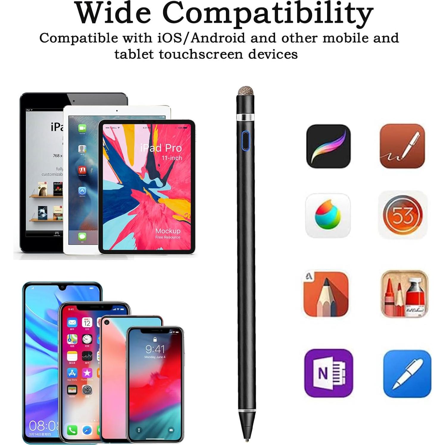 Lápiz Estilográfico Luntak Negro para iPad y Android 1.45mm