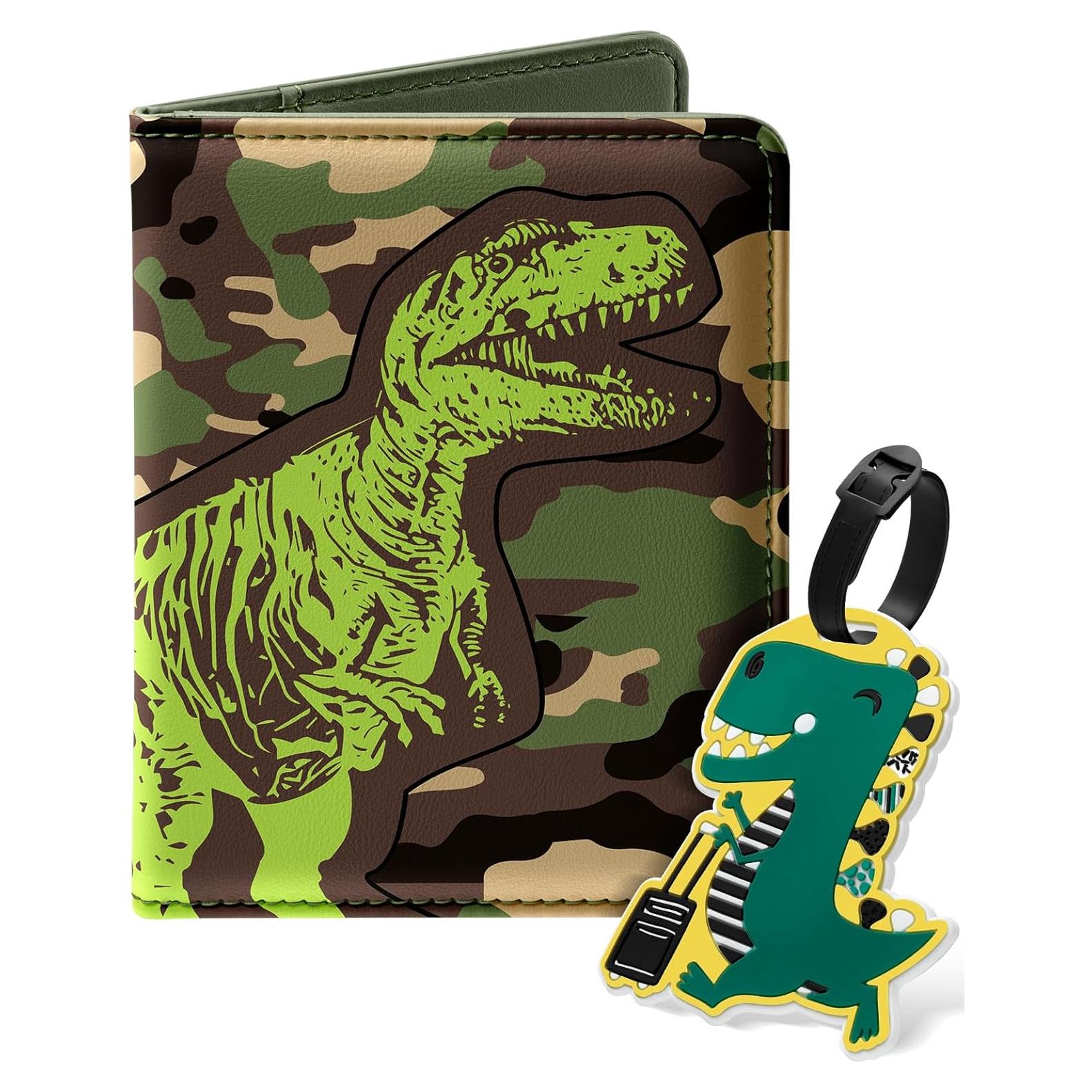 Porta Pasaporte y Etiqueta de Equipaje Slohif Dinosaurio Niños