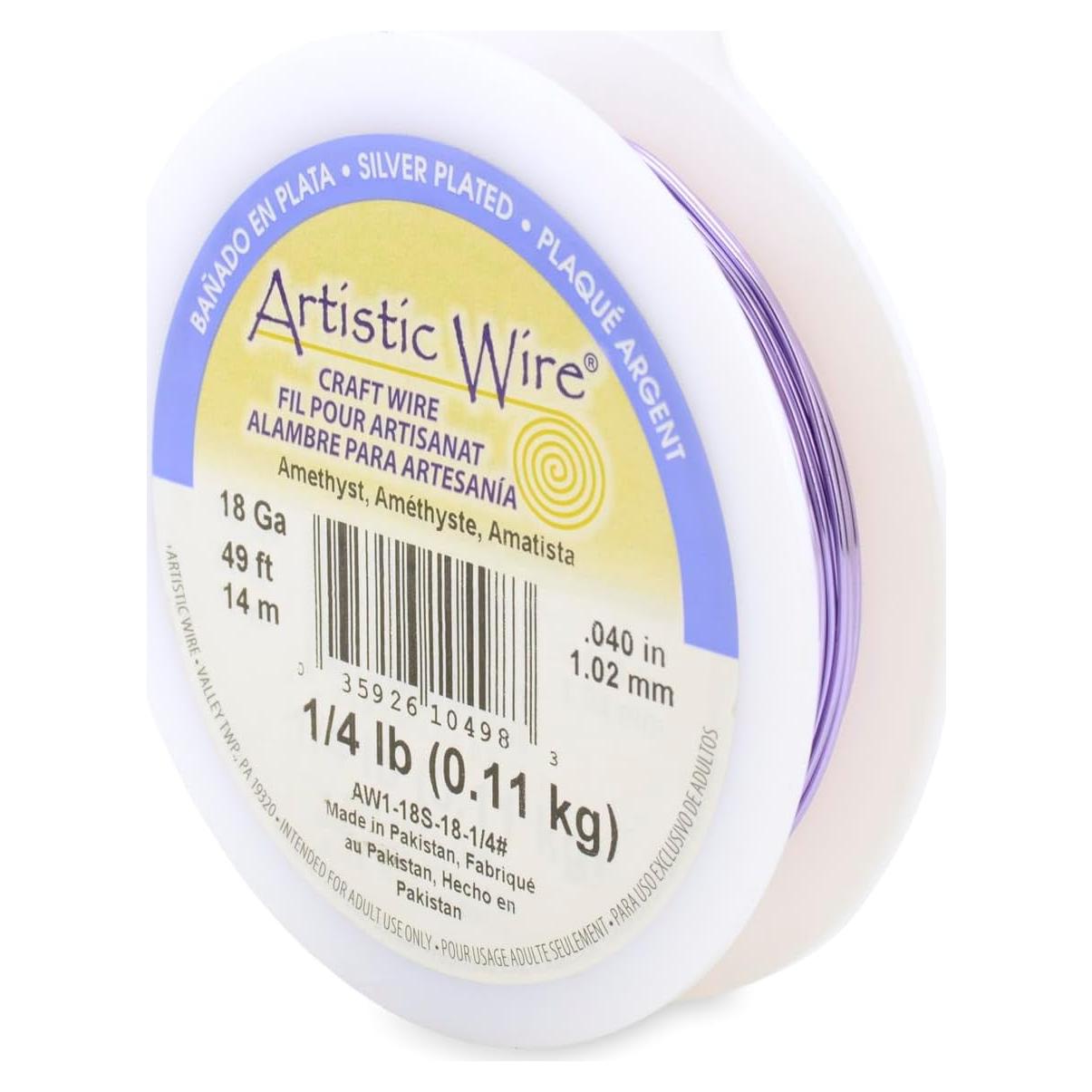 Alambre Artístico de Cobre 18 Calibres Plateado 14.94 m Amatista
