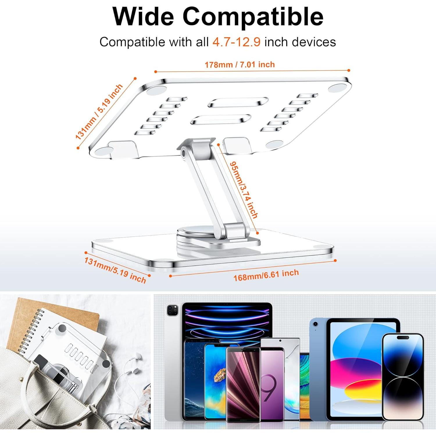 Soporte de Tableta CreaDream Acrílico 360° Ajustable Claro