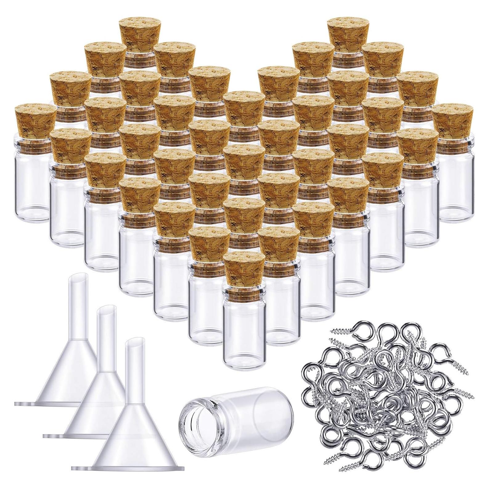 Set de 50 Mini Botellas de Vidrio Yungyan 0.5ml con Corcho