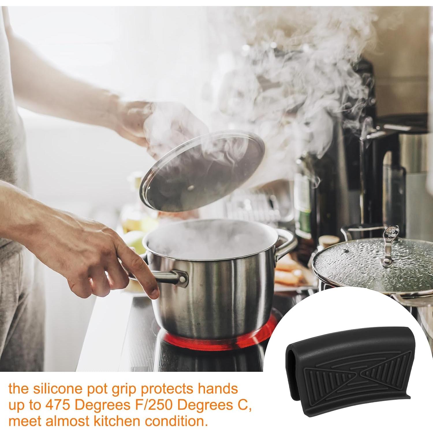 Funda de Mango de Sartén de Silicona uxcell - 2 Piezas, Negro