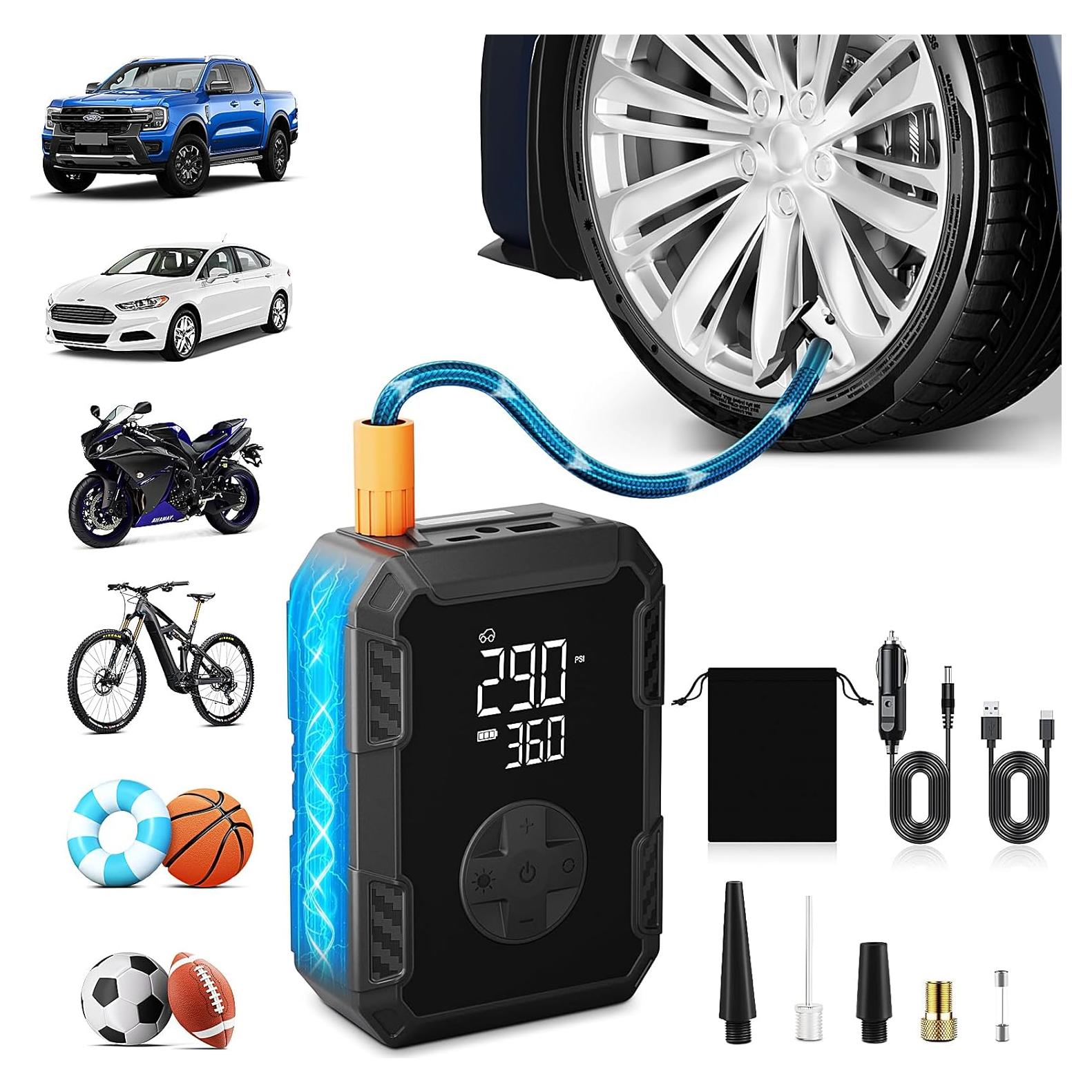 Compresor de Aire Portátil Evjeal - Inflador Neumáticos 12V