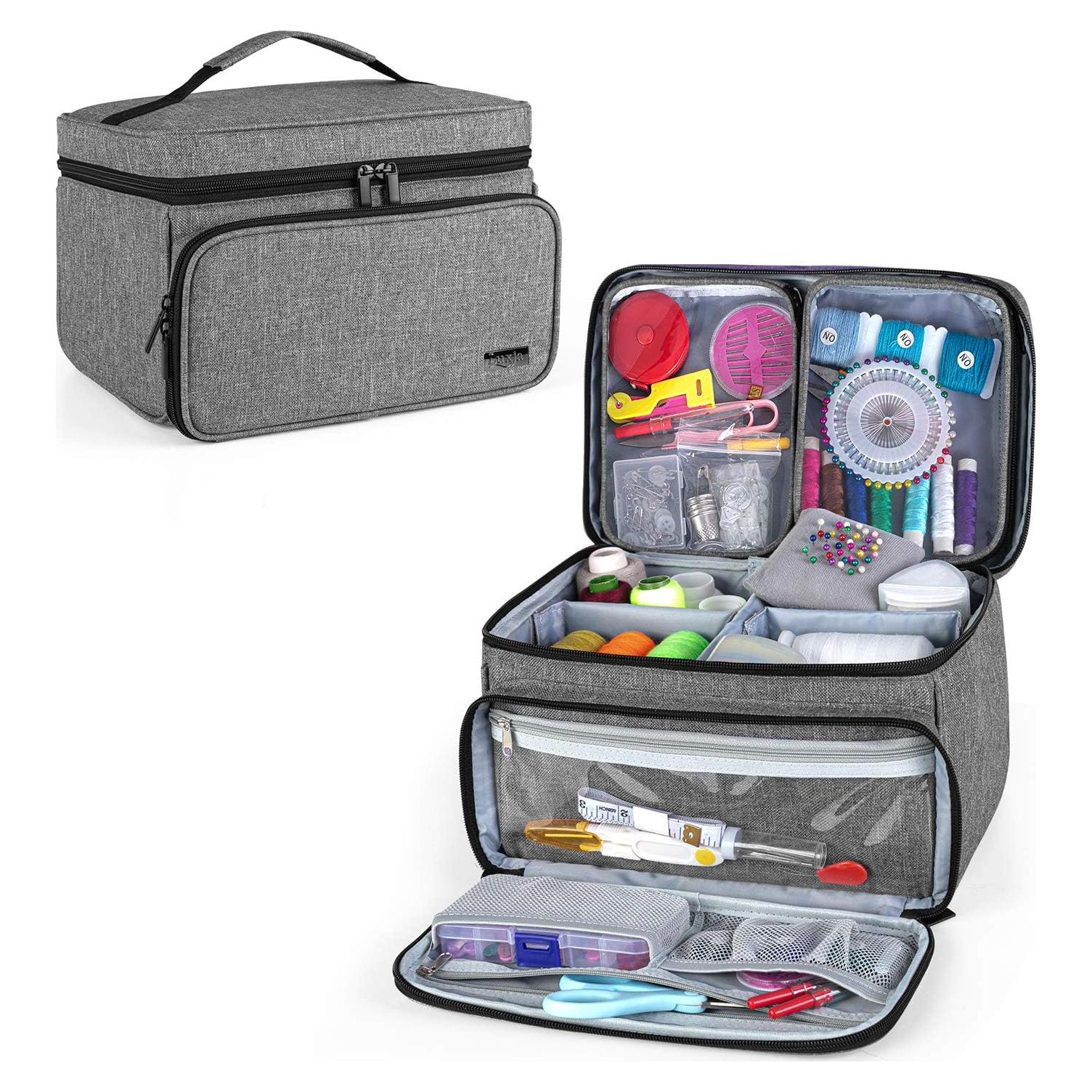 Organizador de Costura LUXJA Gris con 2 Bolsillos Transparentes