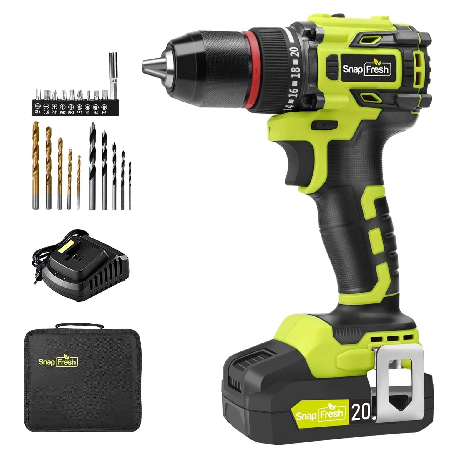 Taladro Inalámbrico SnapFresh 20V 1/2" 2 Velocidades 21+1 Par