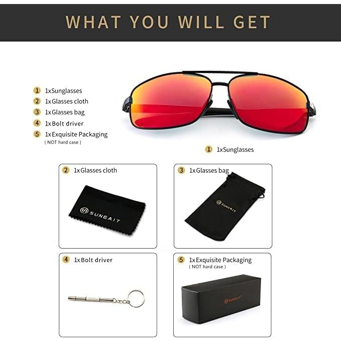 Gafas de sol polarizadas SUNGAIT rojas UV400 ultraligeras