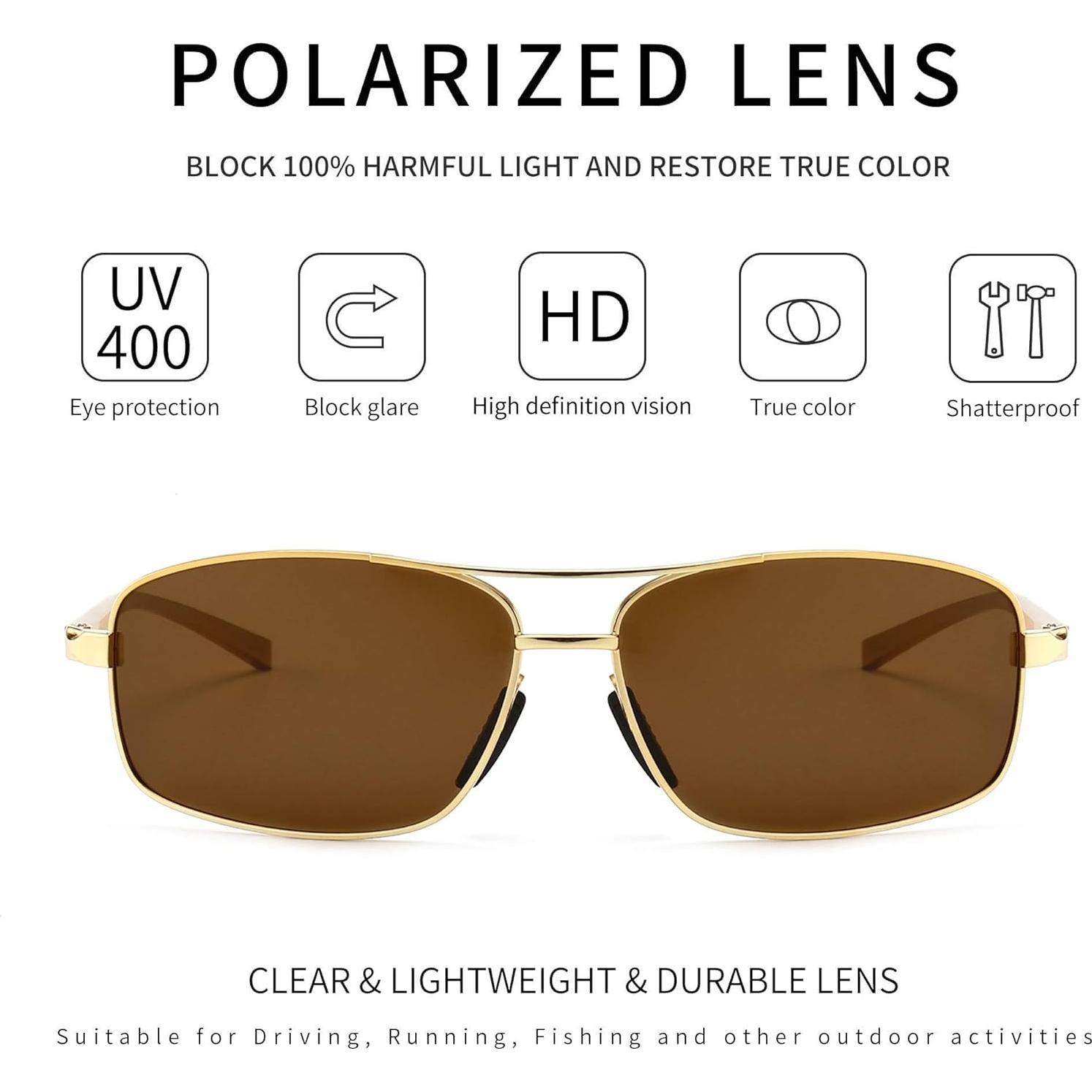 Gafas de sol polarizadas SUNGAIT marco dorado lente marrón