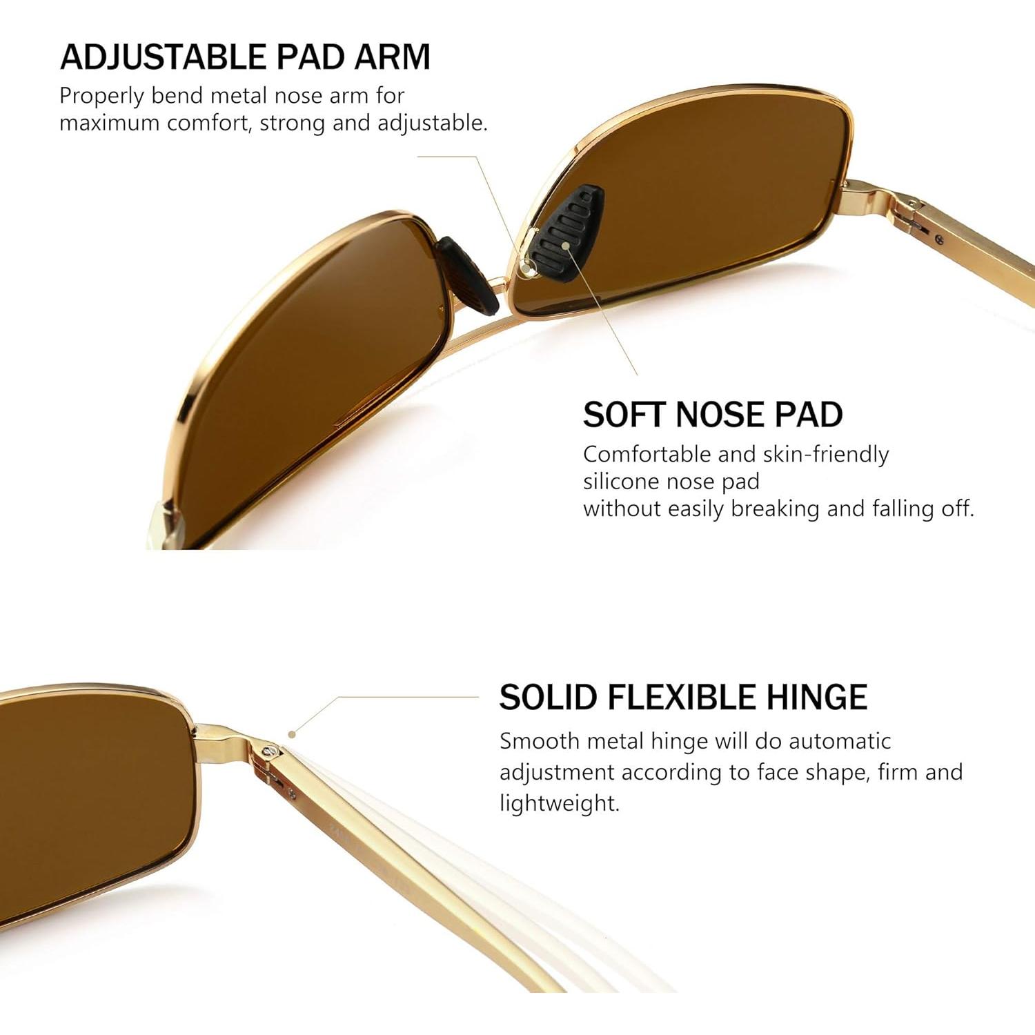 Gafas de sol polarizadas SUNGAIT marco dorado lente marrón