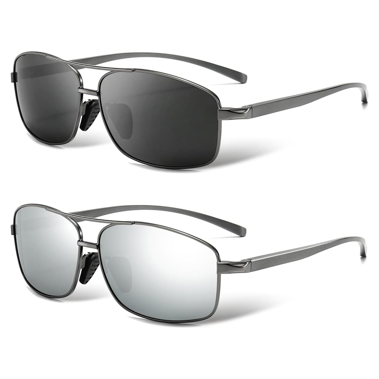Gafas de sol polarizadas SUNGAIT paquete de 2 gris y plateado