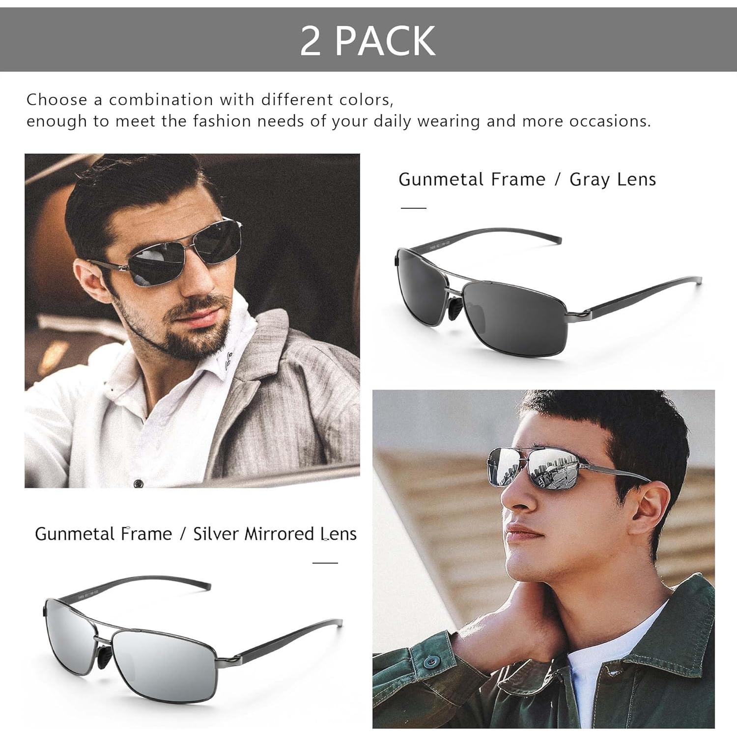 Gafas de sol polarizadas SUNGAIT paquete de 2 gris y plateado