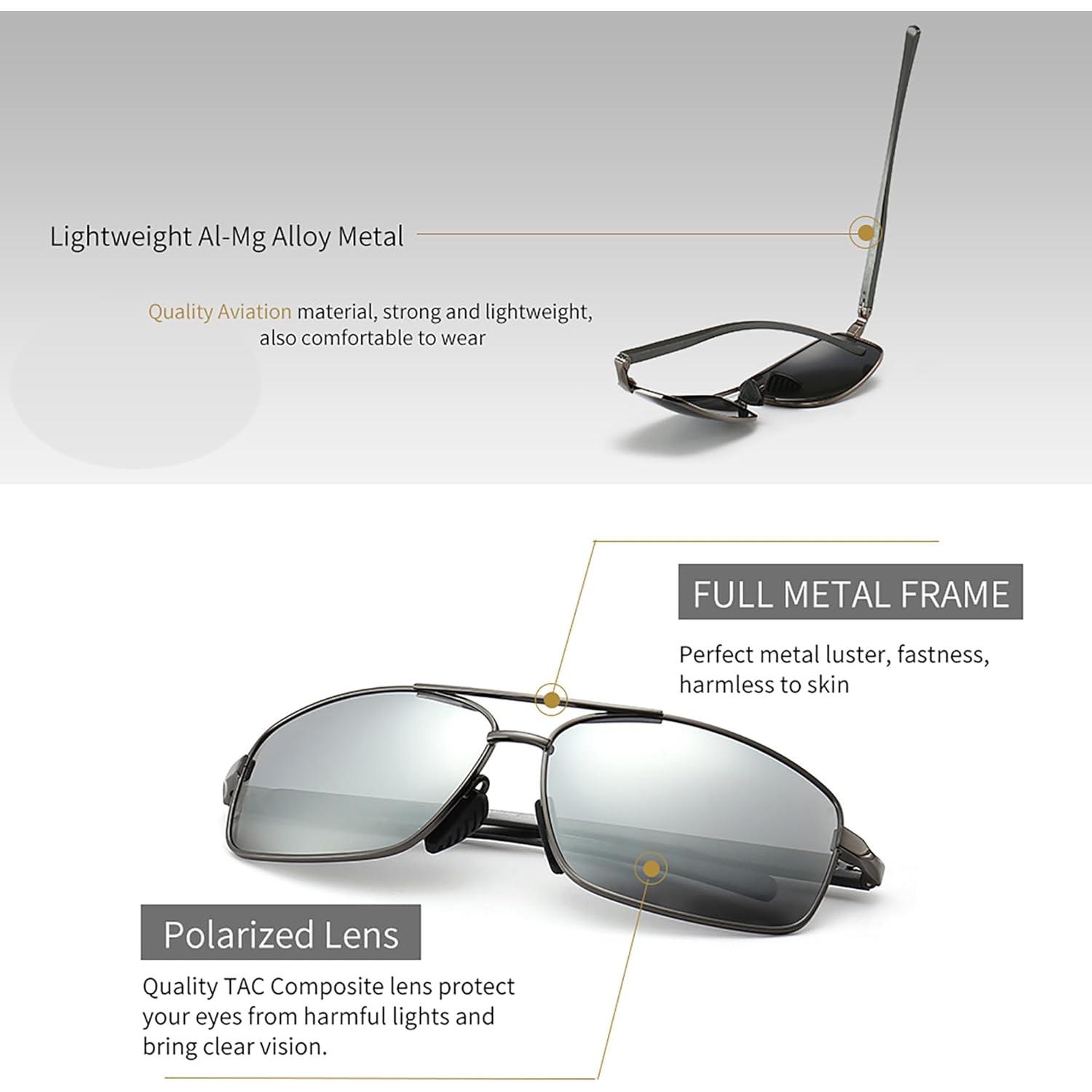 Gafas de sol polarizadas SUNGAIT paquete de 2 gris y plateado