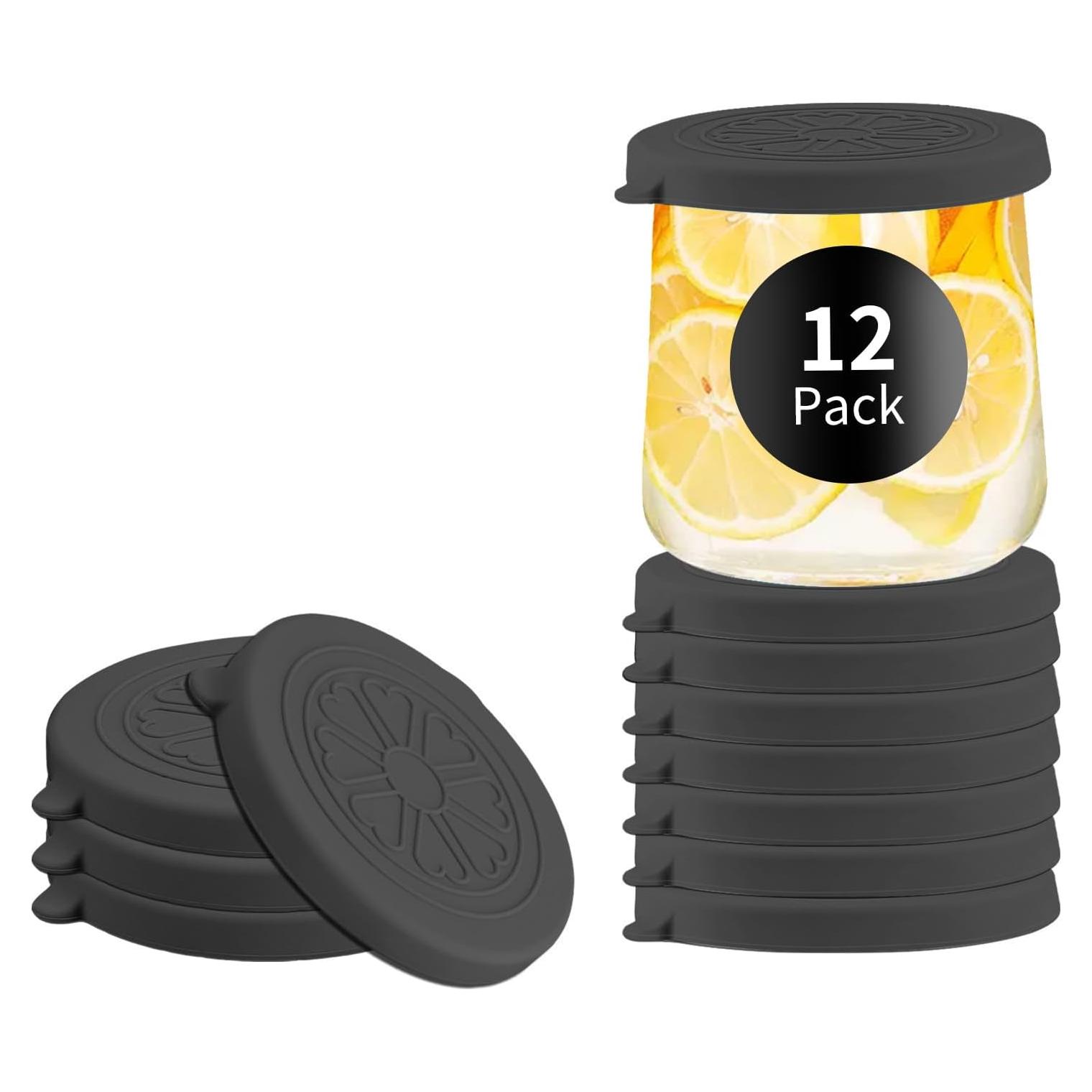Tapas de Silicona para Tarros de Yogur Oui 5 Oz - Volcanoes Club - 12 Piezas Negras
