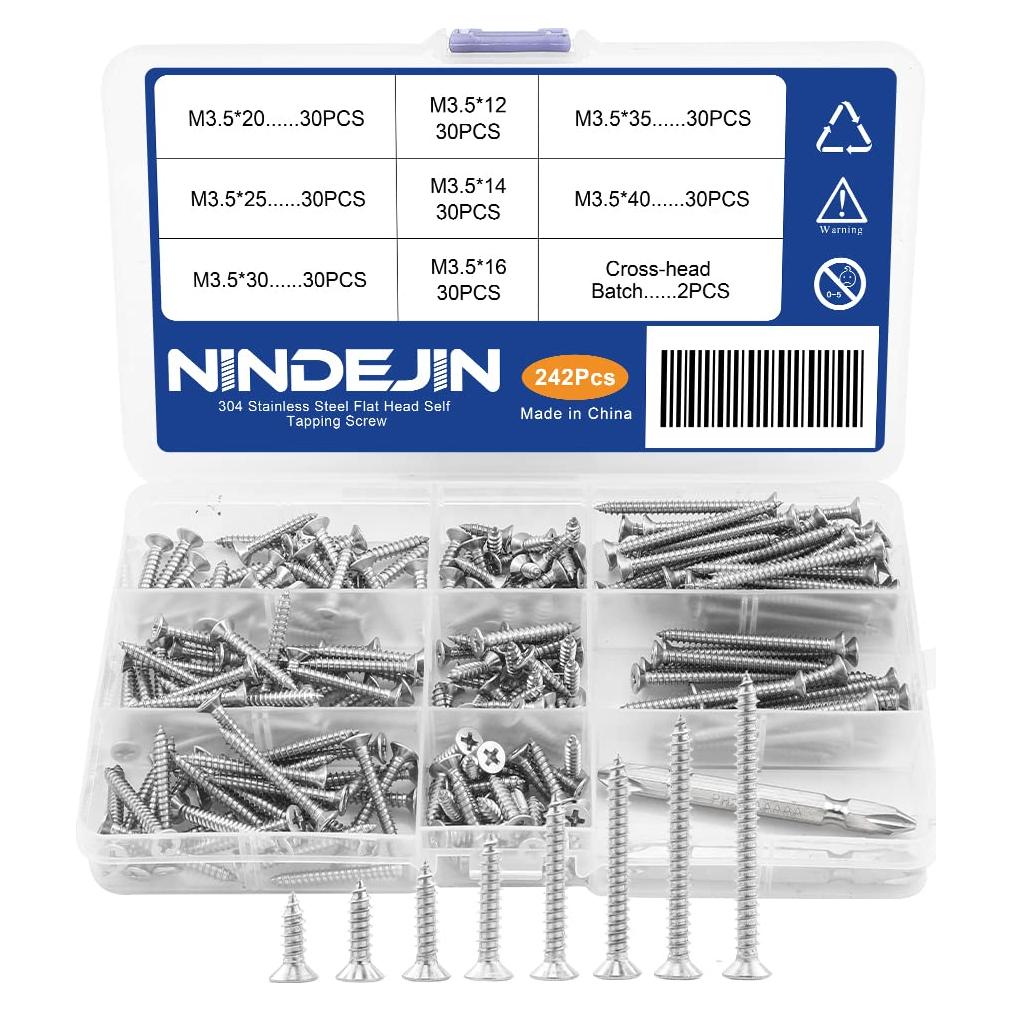 Kit de Tornillos Autorroscantes NINDEJIN M3.5 - 240 Pcs