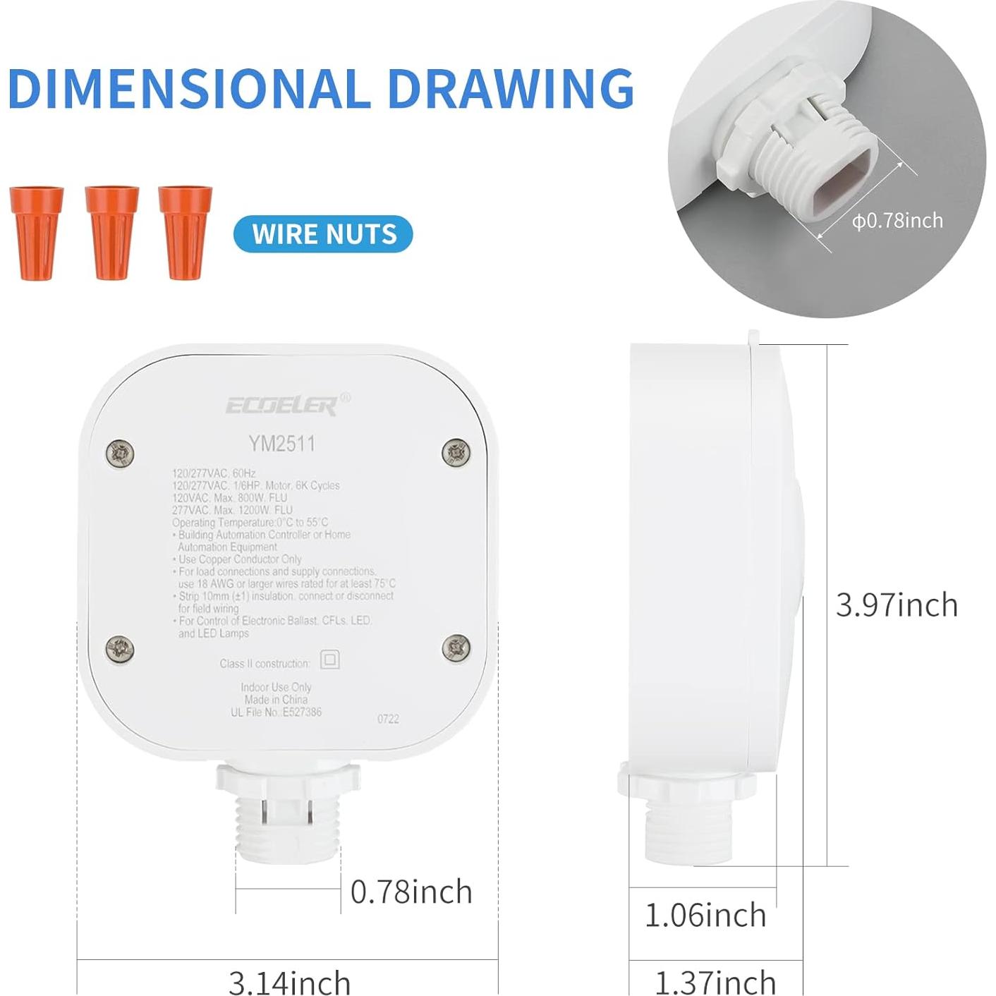 Interruptor de Sensor de Movimiento ECOELER YM2511 360°