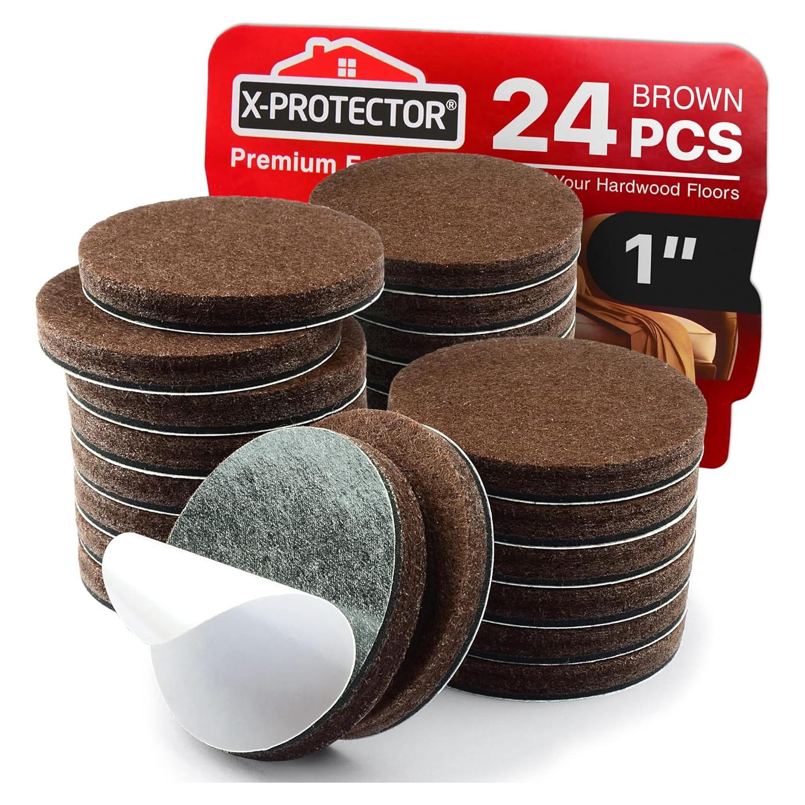 24 Almohadillas de Fieltro Redondas X-Protector 2.54 cm Alta Resistencia