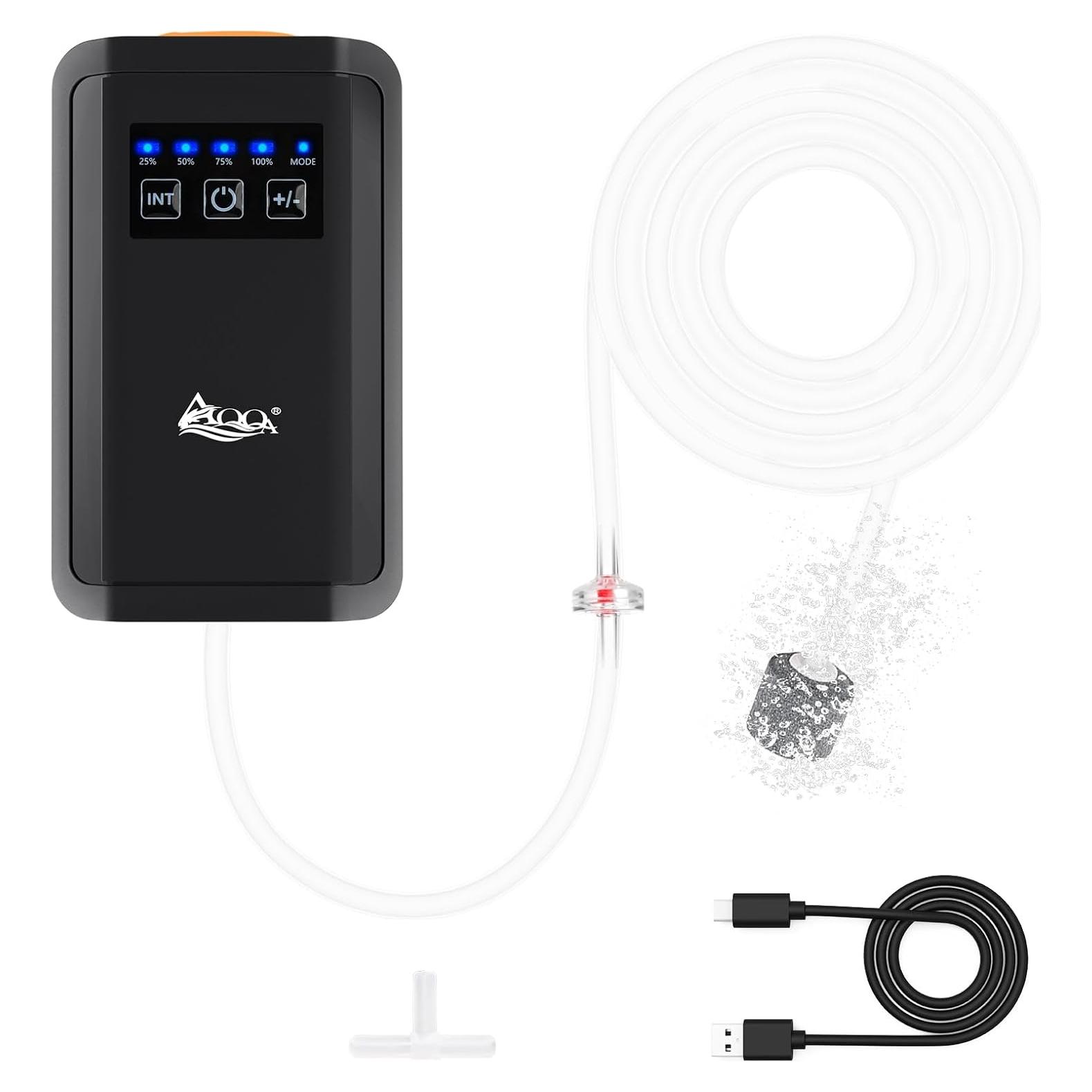 Bomba de Aire para Acuario AQQA 1.5W Recargable 80 Gal