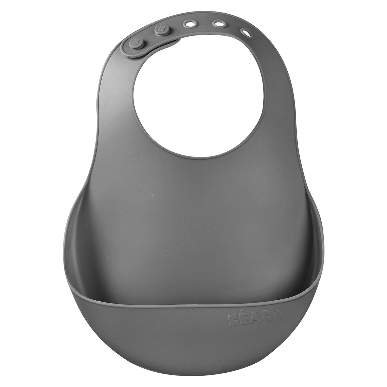 Babero de Silicona BEABA con Recogedor para Bebés - Carbón