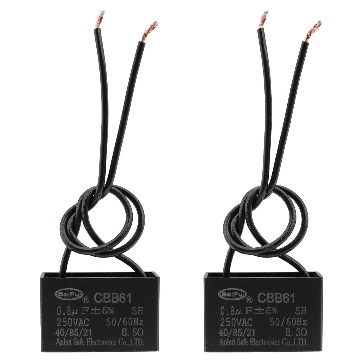 Capacitor CBB61 0.8uF 250V CA para Ventilador - 2 Piezas