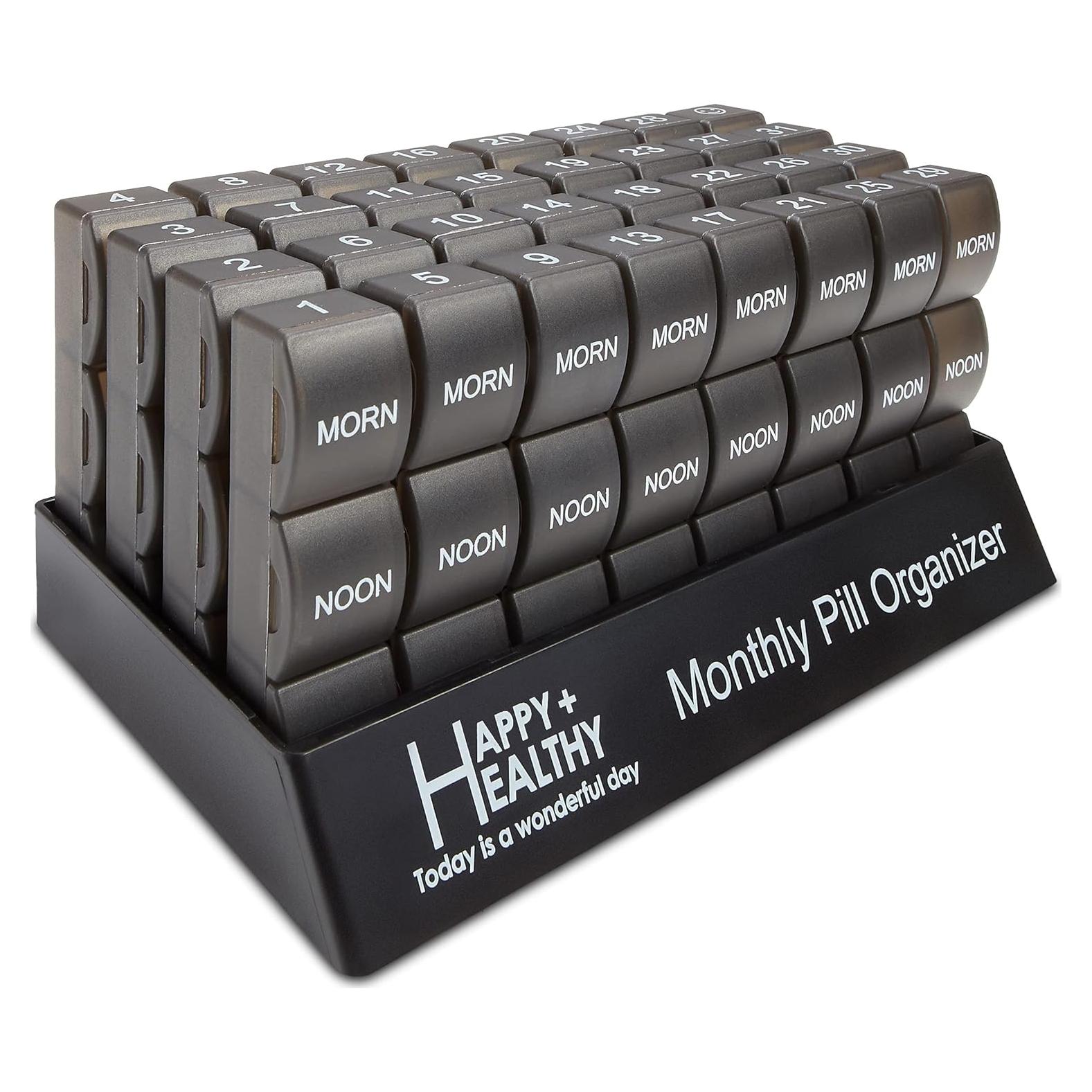 Organizador de Pastillas Mensual MEDca - 32 Compartimentos Negro