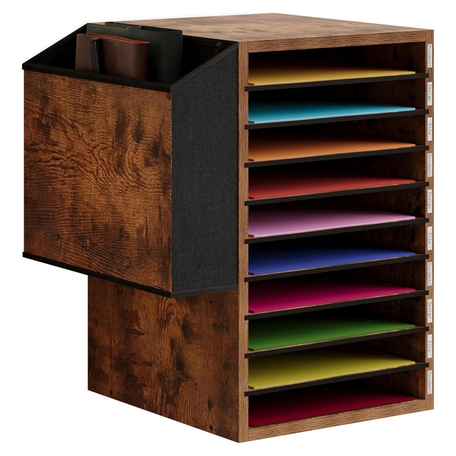 Organizador de Papel de Oficina Unionly 10 Compartimentos Marrón