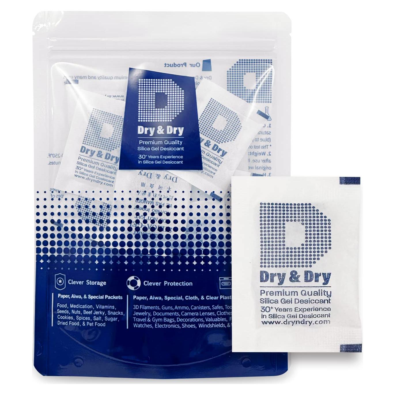 Paquetes de Gel de Sílice Seco y Seco - 30 Paquetes de 5g
