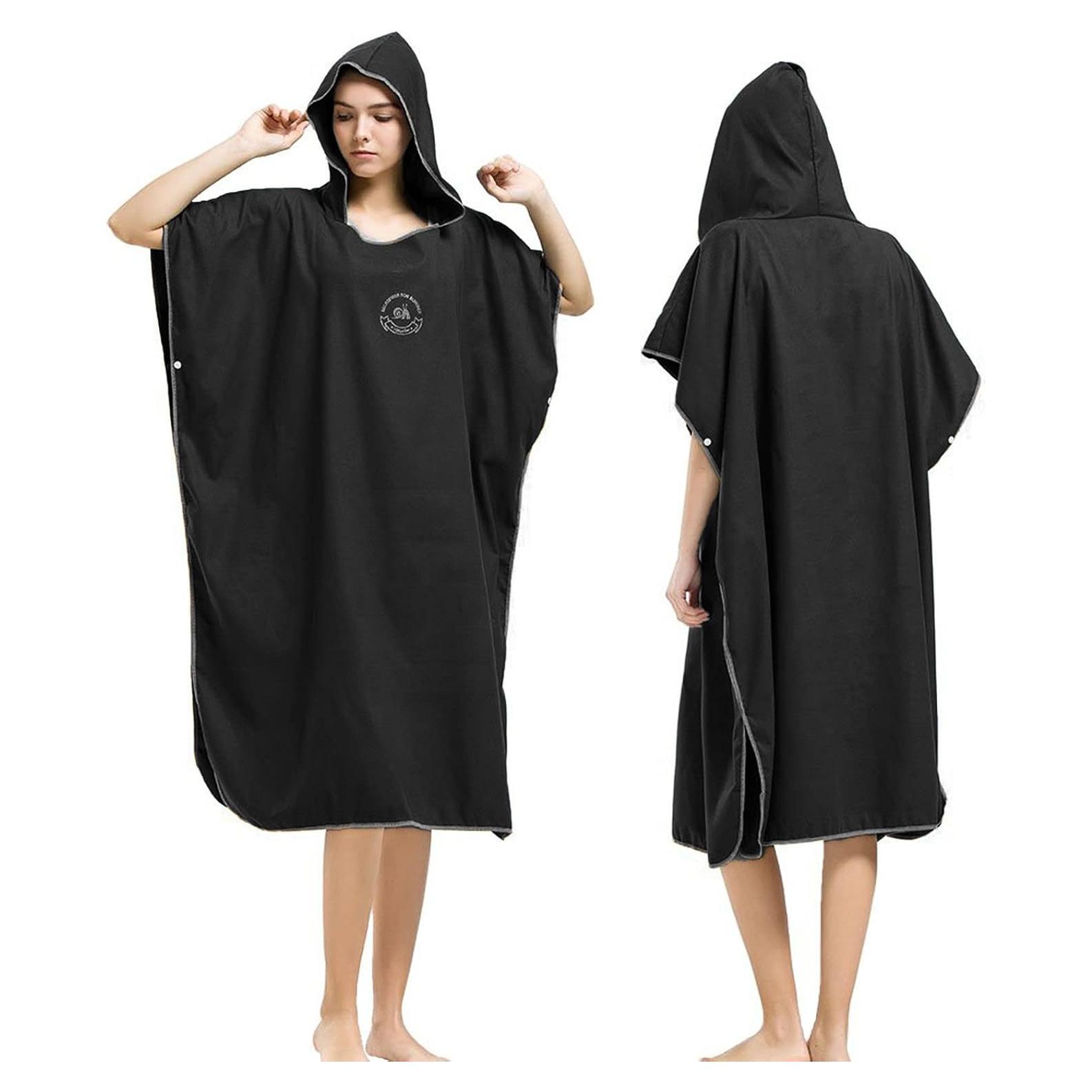 Poncho de Surf Hiturbo Microfibra Negro - Toalla Playa Secado Rápido