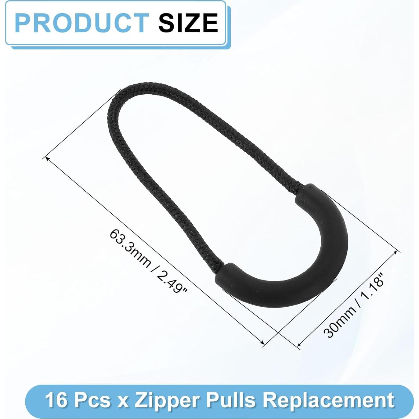 Tiradores de Cremallera uxcell 16Pcs Reemplazo Negro 6.35cm