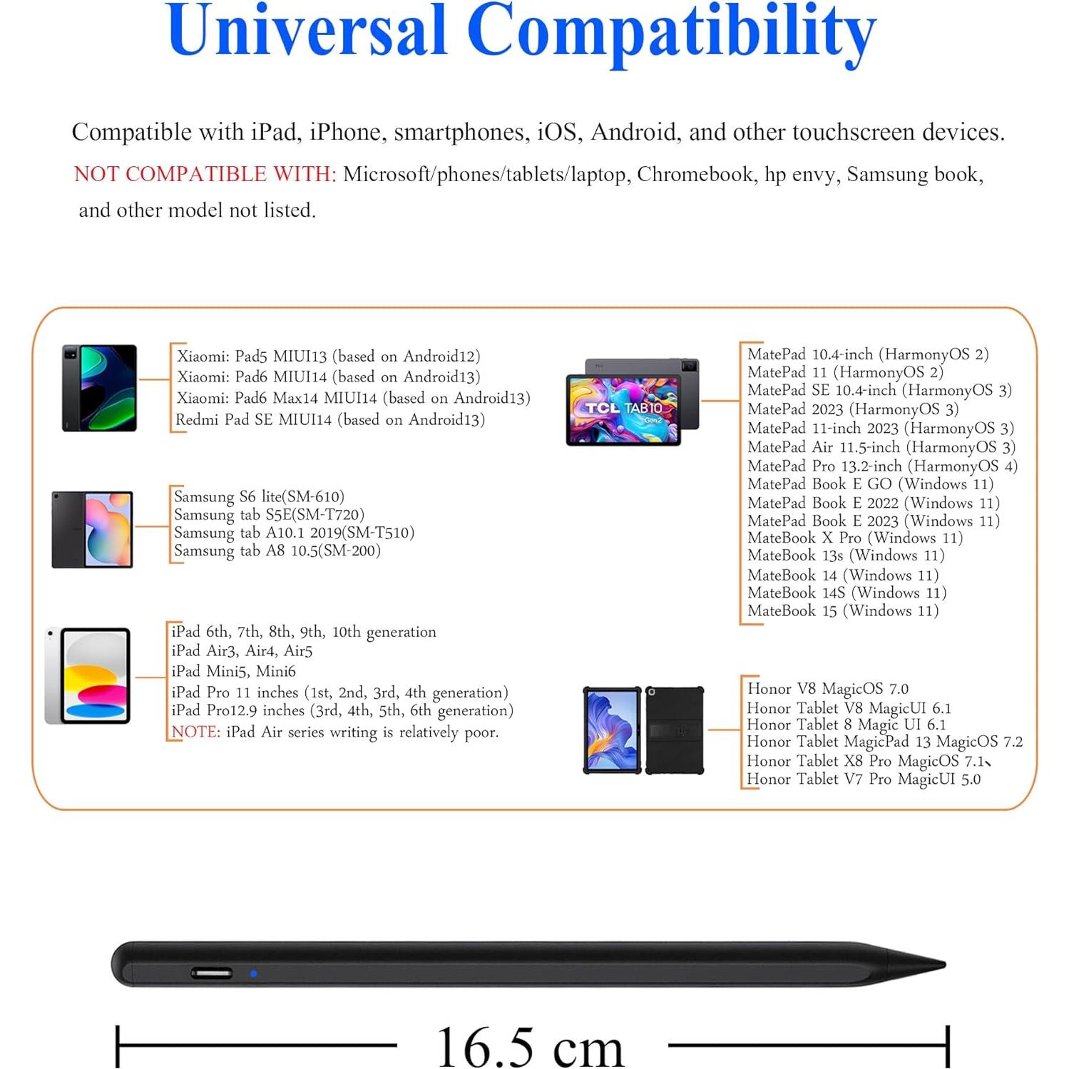 Lápiz Stylus Universal Luntak para iPad y Android - Negro