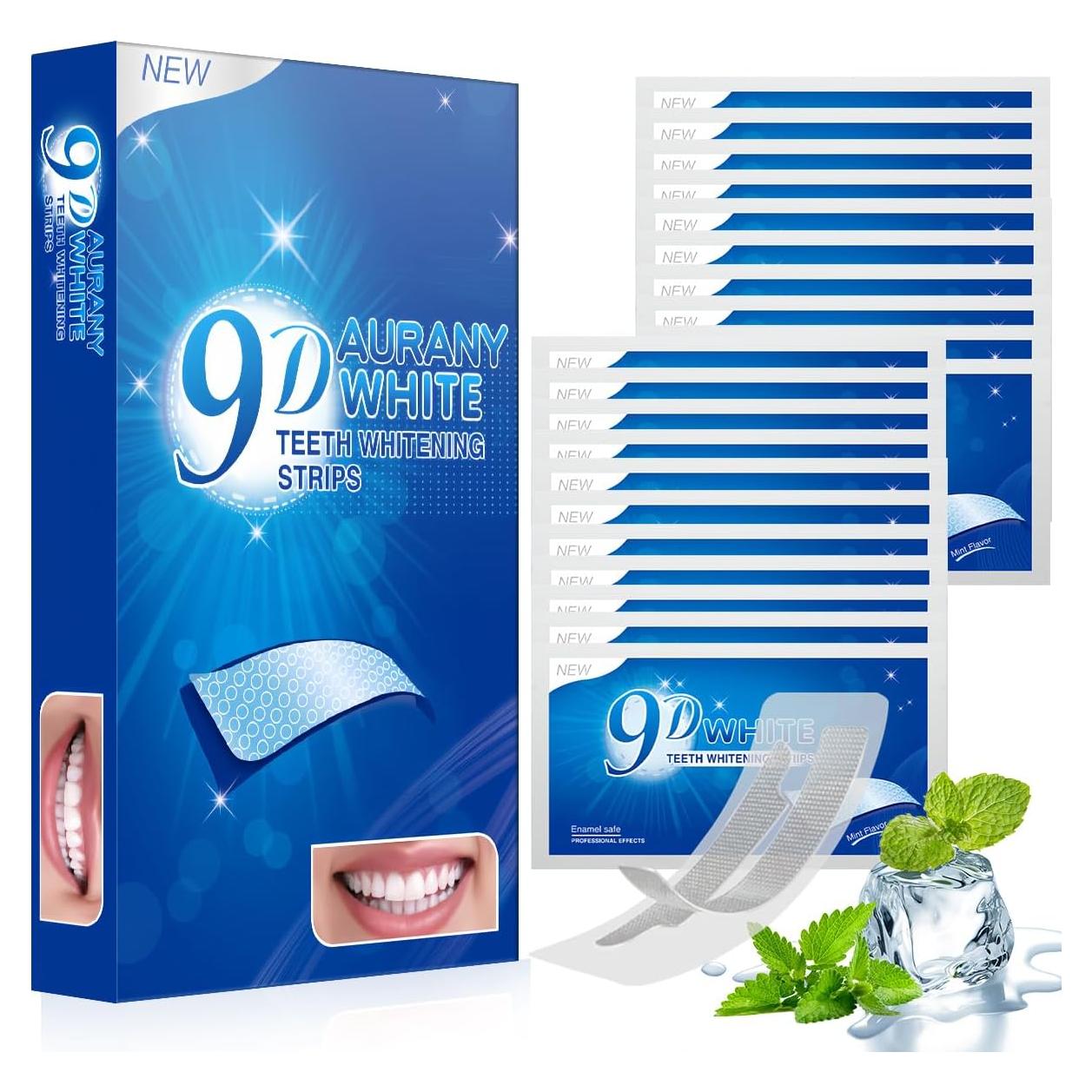 Tiras Blanqueadoras de Dientes 9D AURANY - 21 Pares para Sensibles