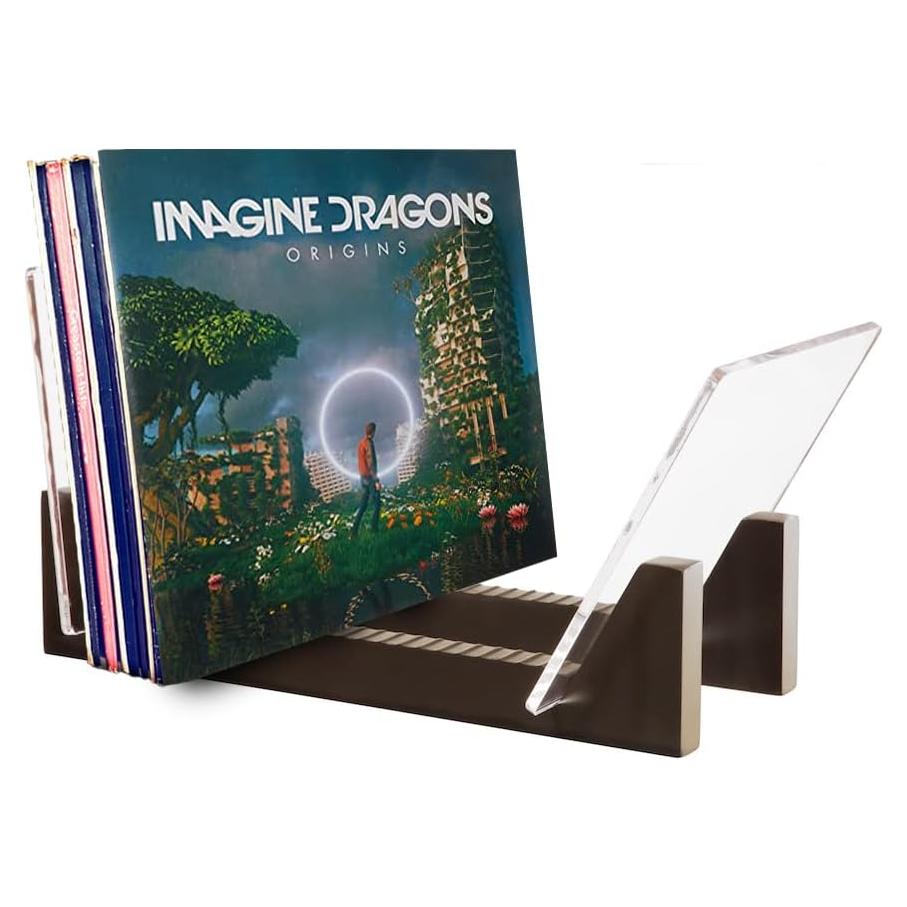 Soporte para Discos de Vinilo KAIU - Madera Sólida y Acrílico - Almacena 50 LPs