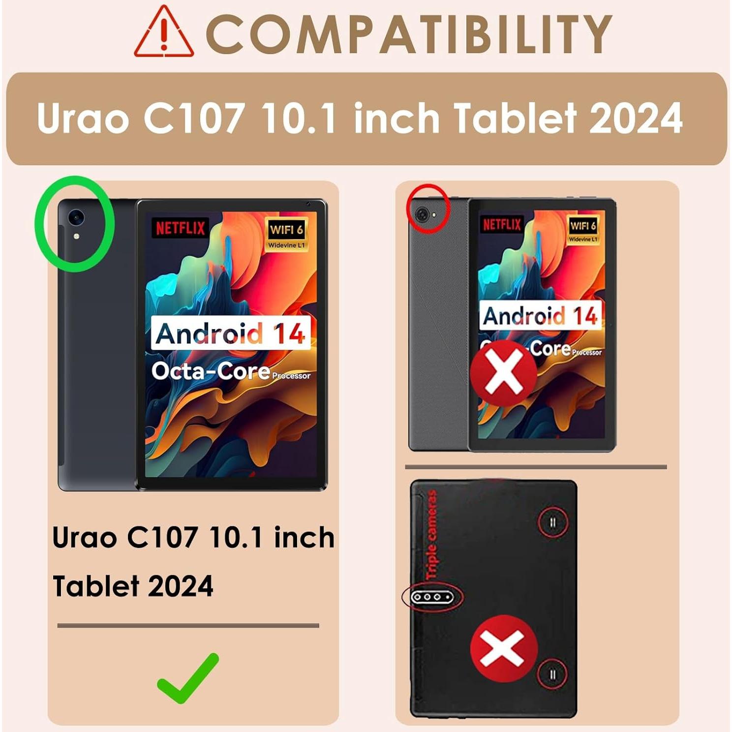 Funda de Silicona DETUOSI para Tableta Urao C107 10.1" Negra