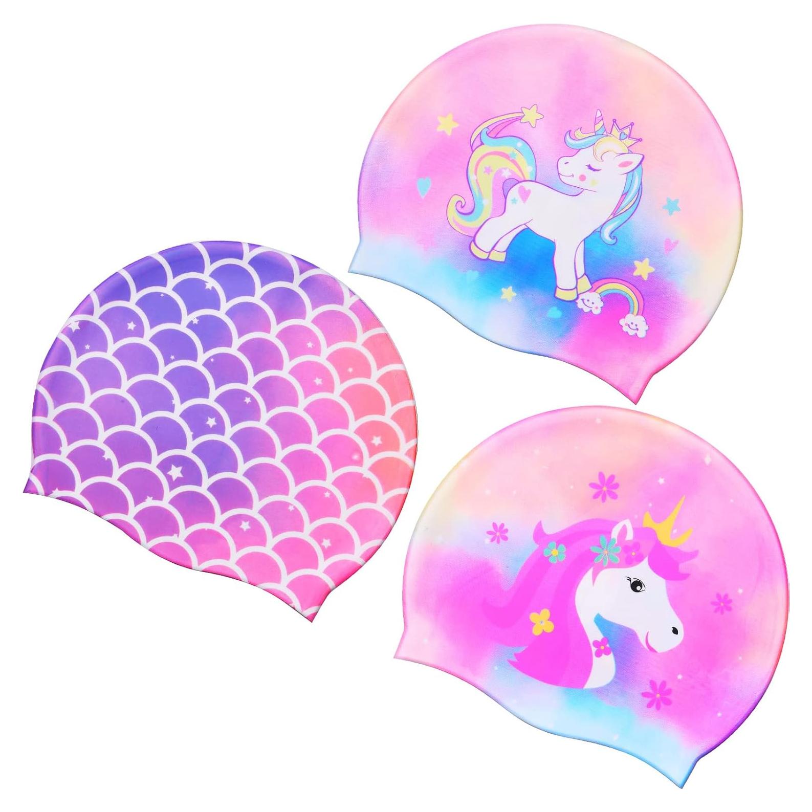 Gorras de Baño Syhood para Niños - 3 Pcs Silicona Unicornio
