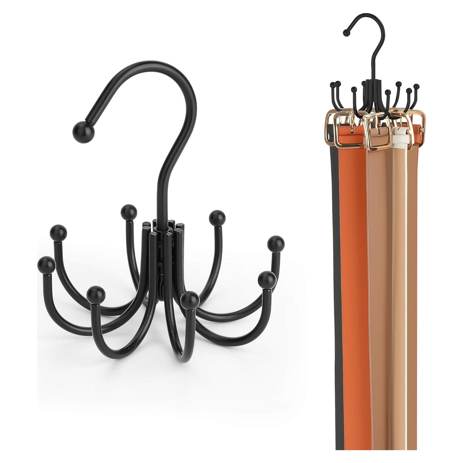 Soporte Organizador de Cinturones ZEDODIER, Metal Negro, 24 Accesorios