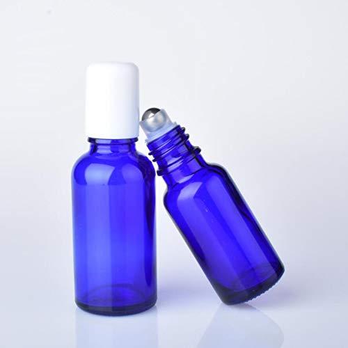 3 Botellas de Vidrio Azul 20ml con Rodillo Acero Inoxidable