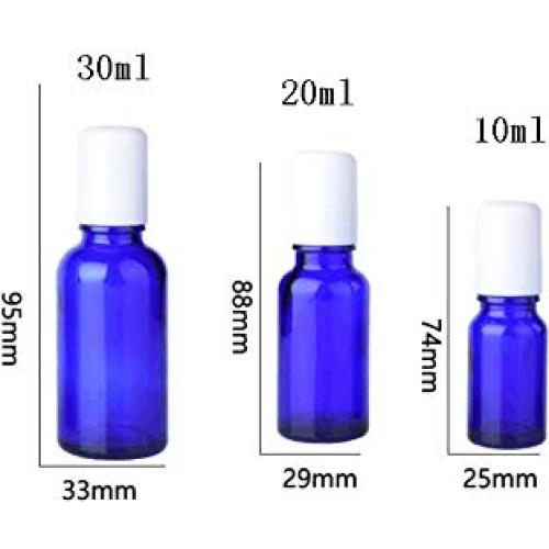 3 Botellas de Vidrio Azul 20ml con Rodillo Acero Inoxidable