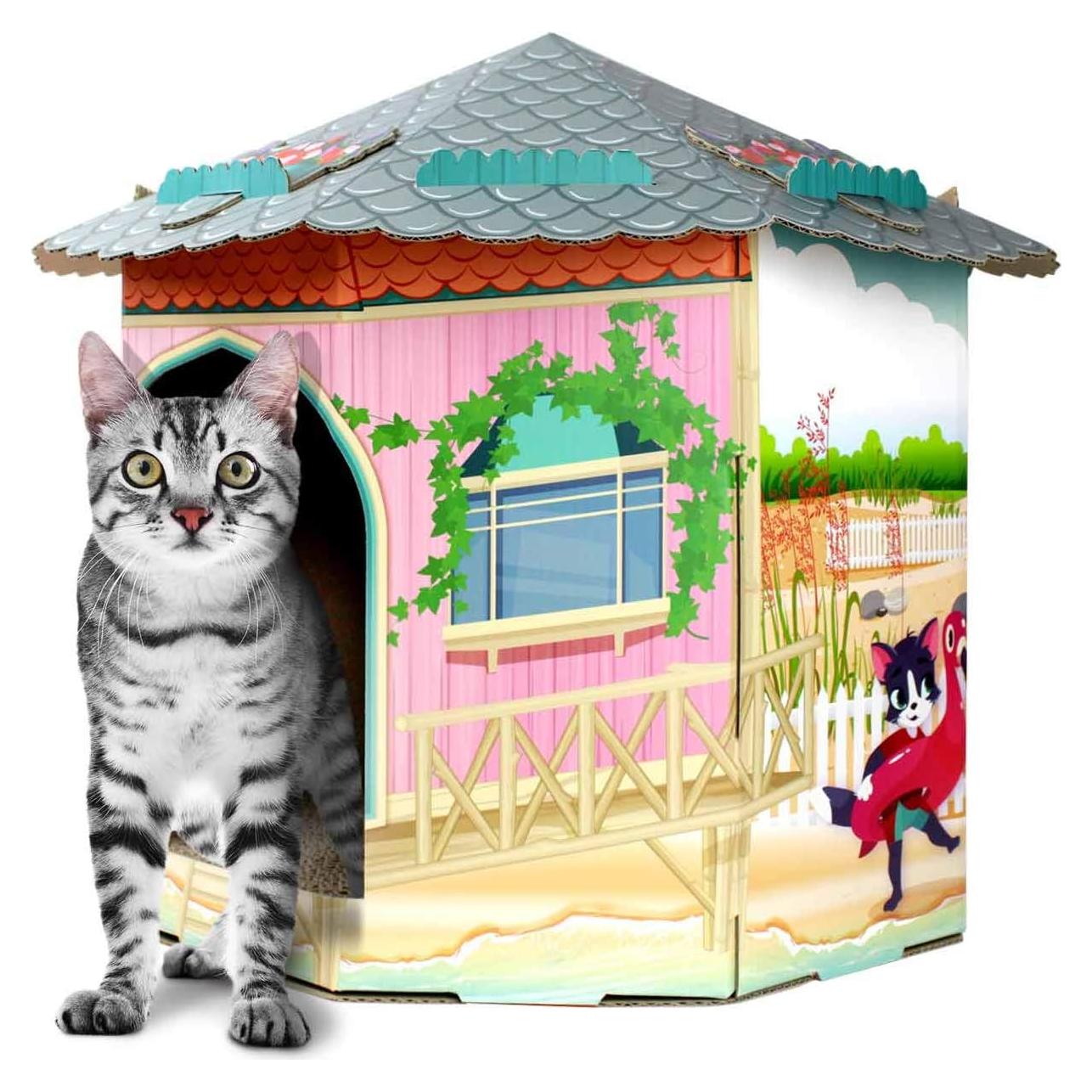 Casa para Gatos de Cartón 2 en 1 American Cat Club