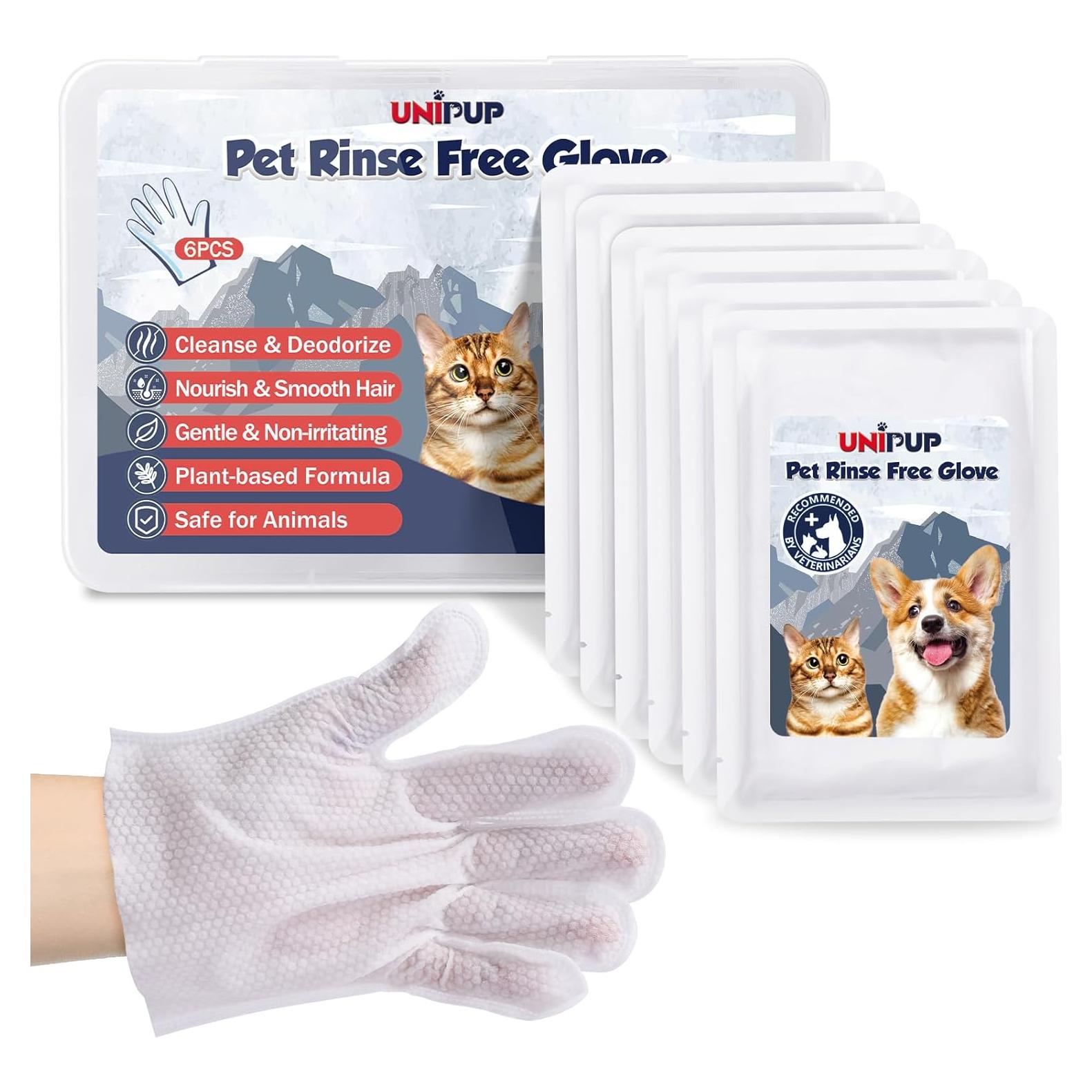 Guantes de Limpieza para Perros UNIPUP - 6 Unidades con Aroma a Coco