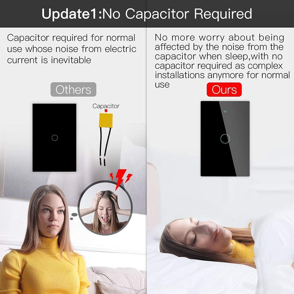 Interruptor de Luz Táctil Inteligente MOES ZigBee 1 Gang Negro